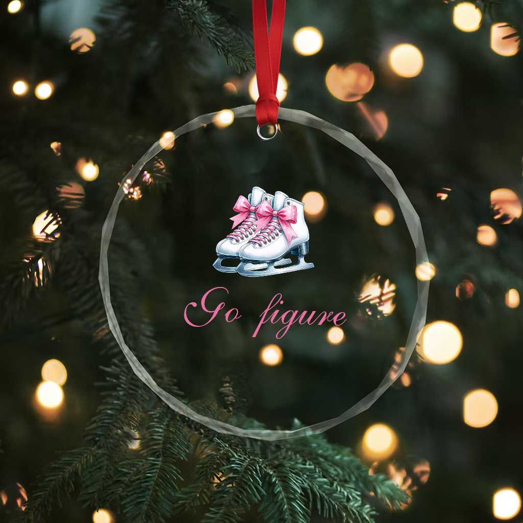 Figure Skater Crystal Glass Ornament Go Figure Coquette Pink Bow Ice Skating TS11