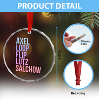 Figure Skating Lovers Crystal Glass Ornament Funny Axel Loop Flip Lutz Salchow - Wonder Print Shop