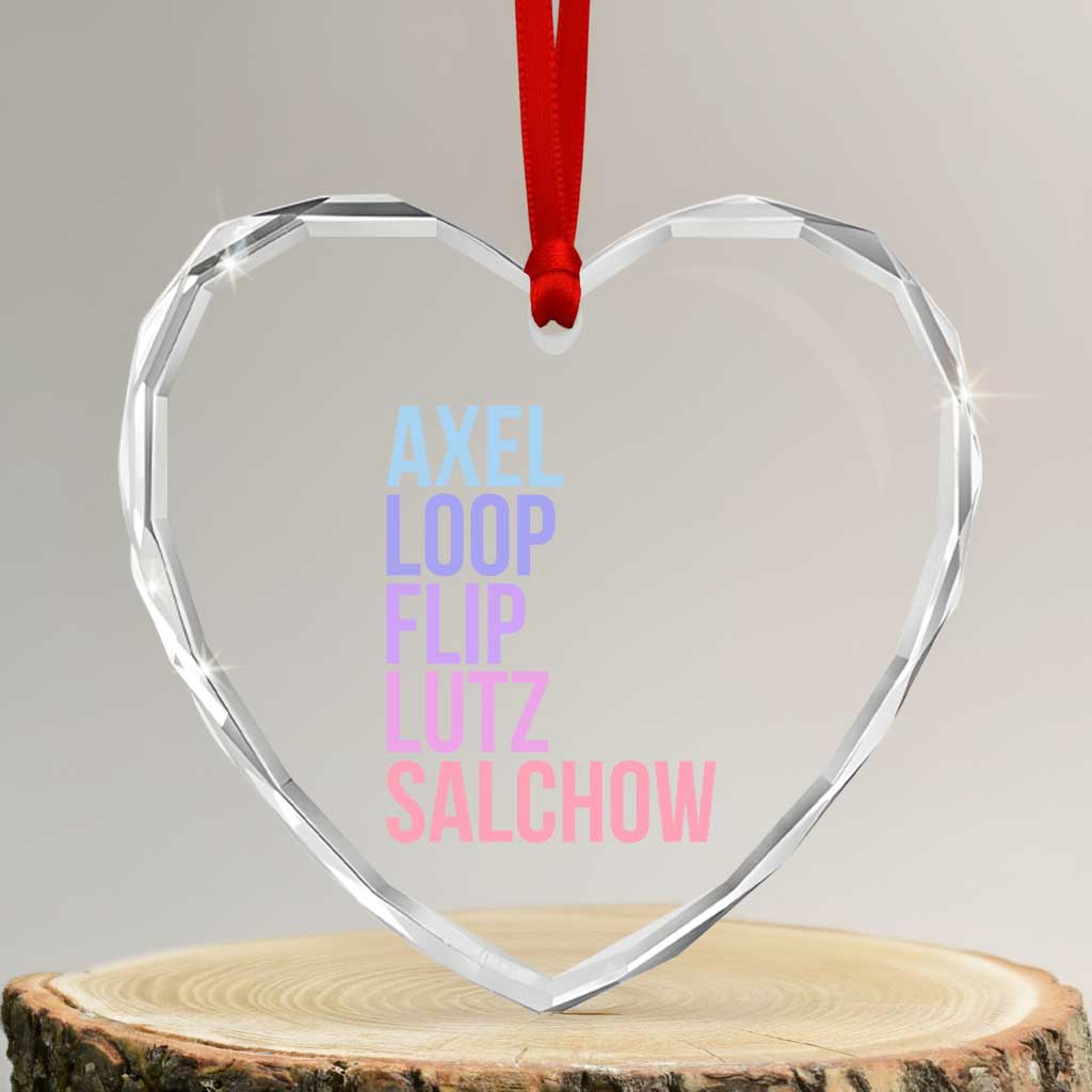 Figure Skating Lovers Heart Crystal Glass Ornament Funny Axel Loop Flip Lutz Salchow - Wonder Print Shop