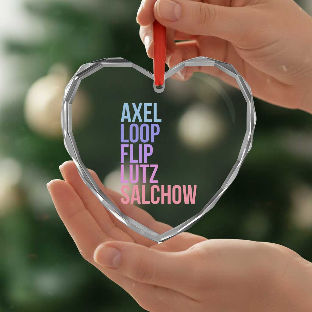 Figure Skating Lovers Heart Crystal Glass Ornament Funny Axel Loop Flip Lutz Salchow - Wonder Print Shop