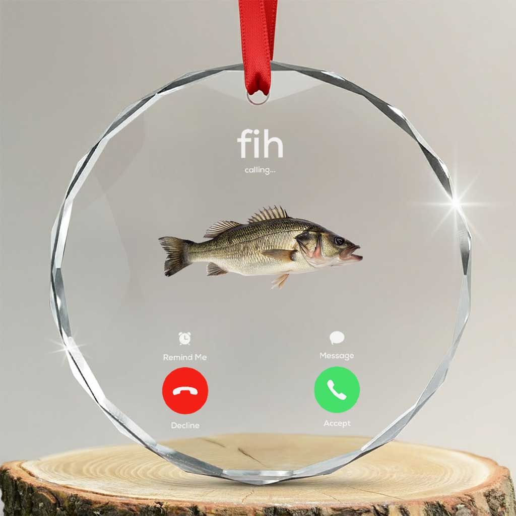 Fih Calling Funny Fish Crystal Glass Ornament Fishing Lover Hilarious Phone Call Parody - Wonder Print Shop
