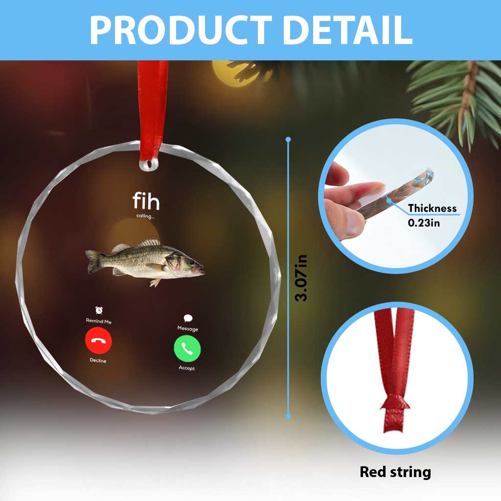 Fih Calling Funny Fish Crystal Glass Ornament Fishing Lover Hilarious Phone Call Parody TS02