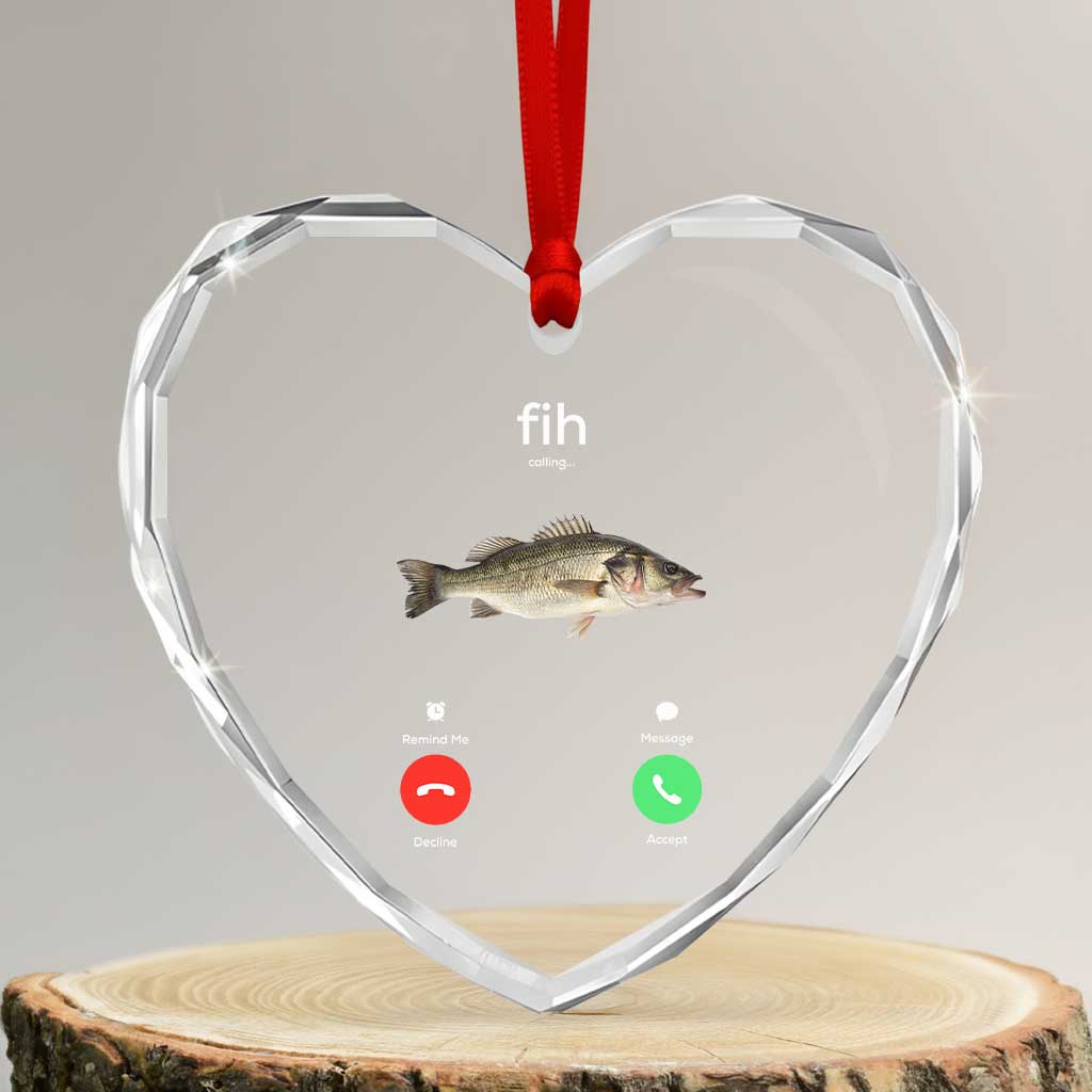 Fih Calling Funny Fish Heart Crystal Glass Ornament Fishing Lover Hilarious Phone Call Parody - Wonder Print Shop