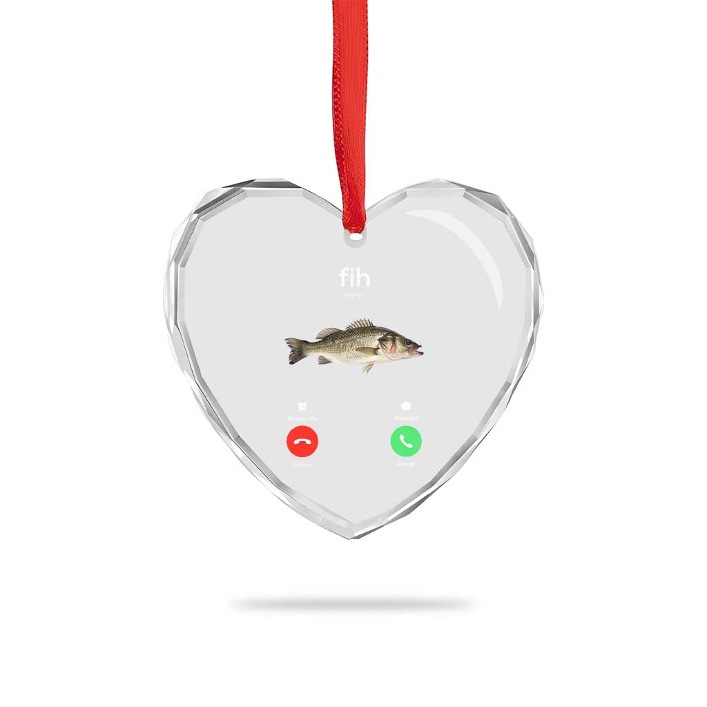 Fih Calling Funny Fish Heart Crystal Glass Ornament Fishing Lover Hilarious Phone Call Parody - Wonder Print Shop