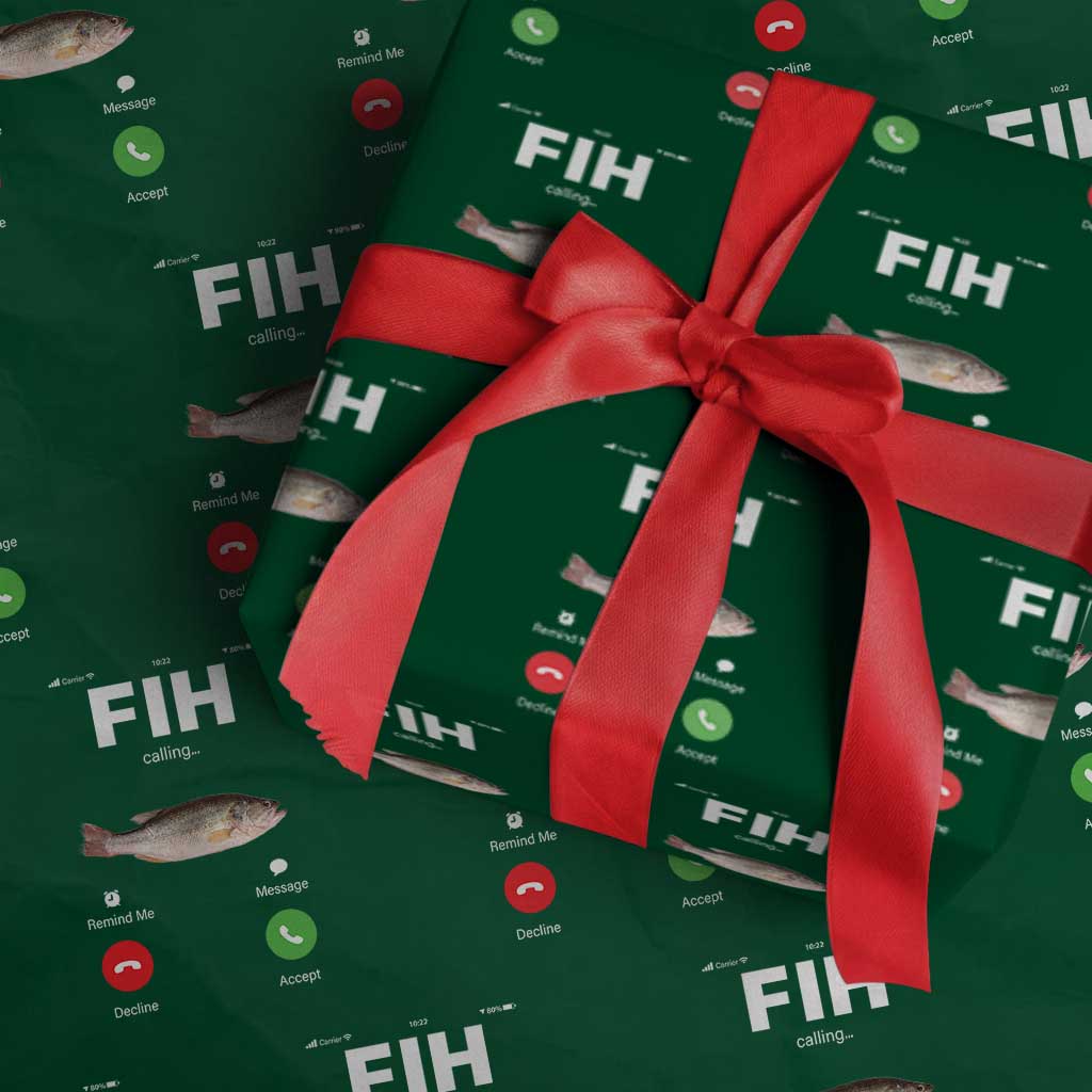 Fih Calling Remind me Message Decline Accept Wrapping Paper Roll Phone Call Fish - Wonder Print Shop