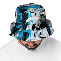 Fijian Rugby Bucket Hat Grunge Palm Stylized