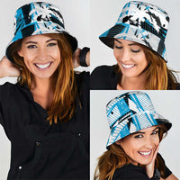 Fijian Rugby Bucket Hat Grunge Palm Stylized