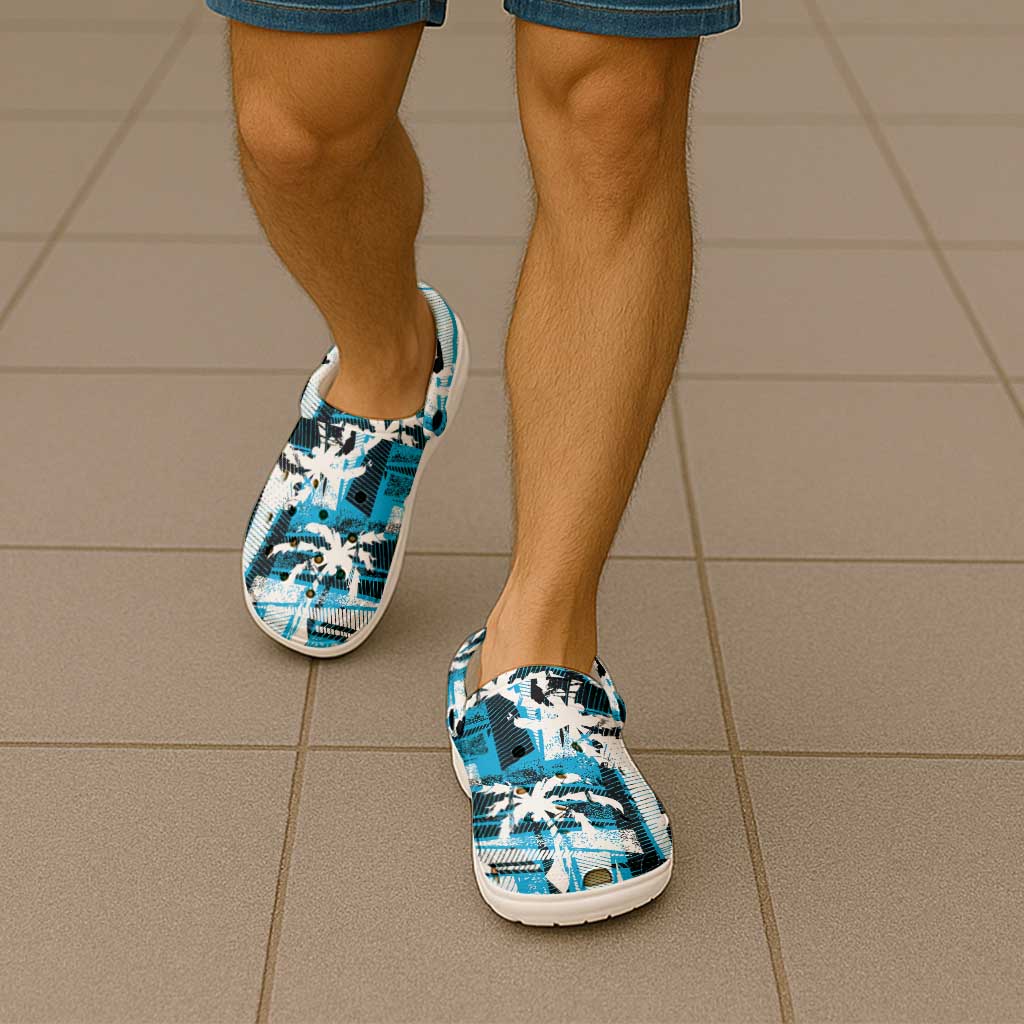 Fijian Rugby Clogs Shoes Grunge Palm Stylized