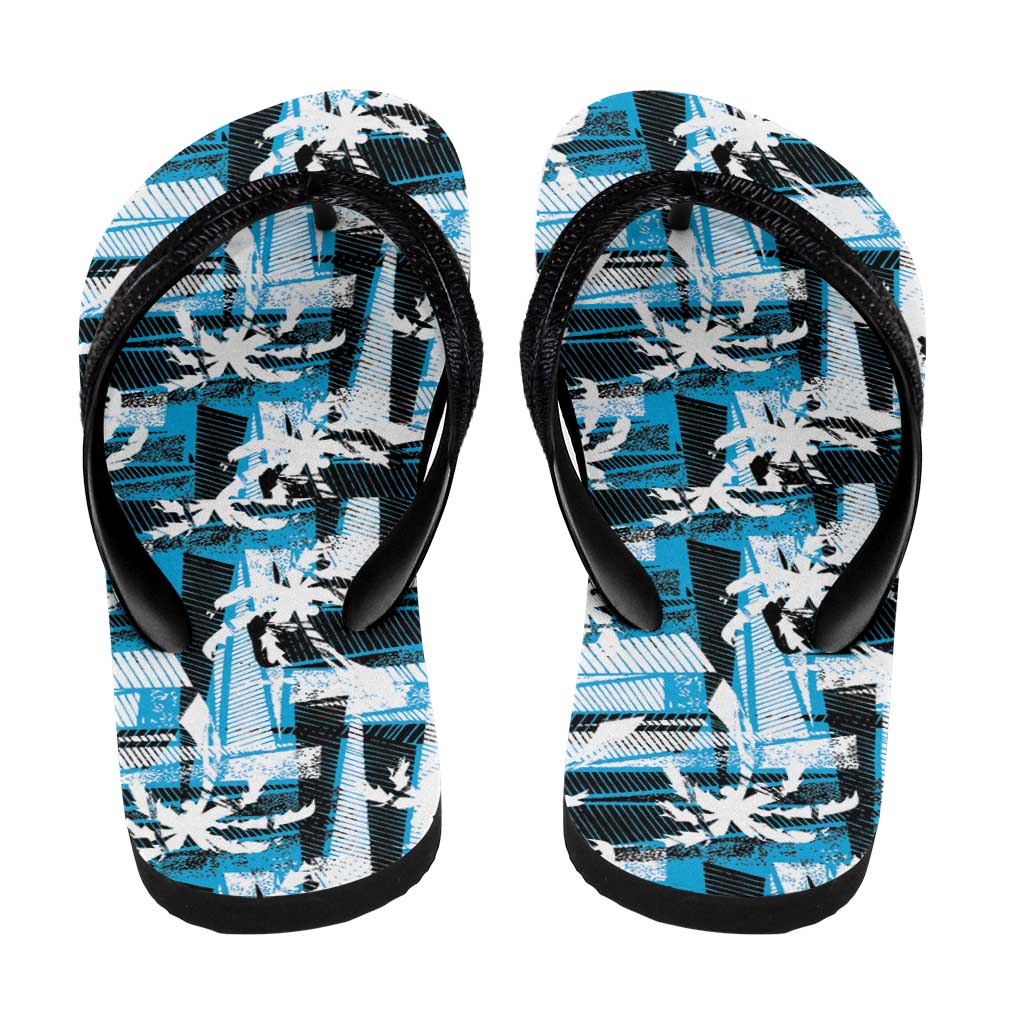 Fijian Rugby Flip Flops Grunge Palm Stylized