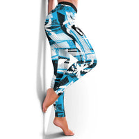 Fijian Rugby Leggings Grunge Palm Stylized