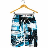 Fijian Rugby Shorts for Men Grunge Palm Stylized