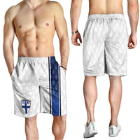 Finland National Football Shorts for Men Pine Trees with Diamond Shapes - Wonder Print Shop