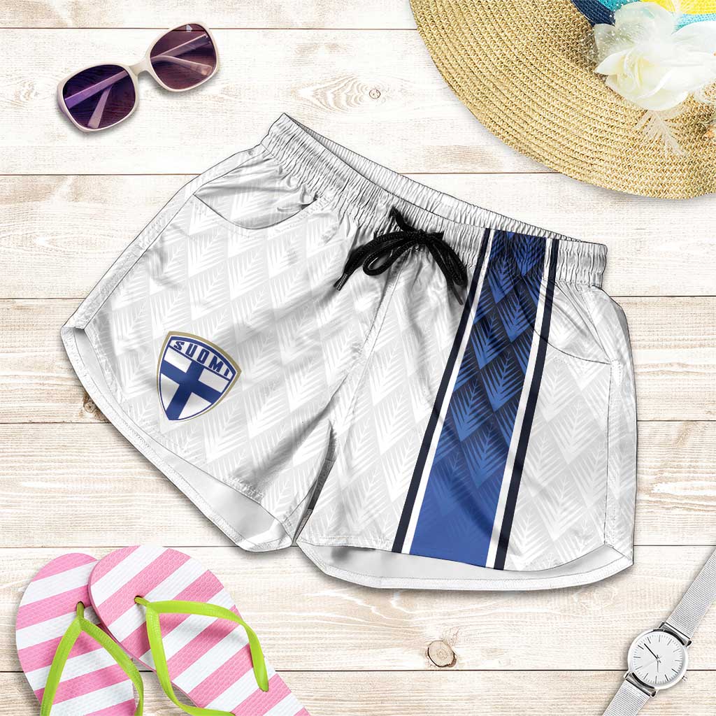 Finland National Football Shorts for Women Pine Trees with Diamond Shapes - Wonder Print Shop