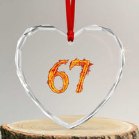 Fire Flame Number 67 Heart Crystal Glass Ornament Funny Six Seven Gen Alpha Slang Meme Sports Team Jersey - Wonder Print Shop