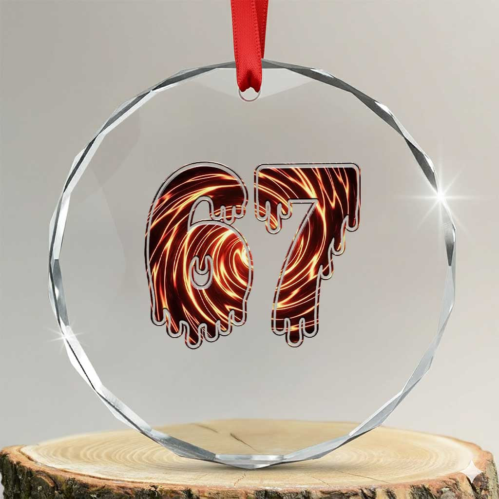Fire Swirl Effect Printed Crystal Glass Ornament Six Seven Meme