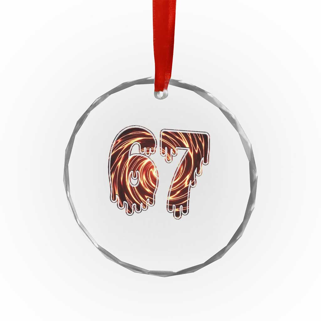 Fire Swirl Effect Printed Crystal Glass Ornament Six Seven Meme