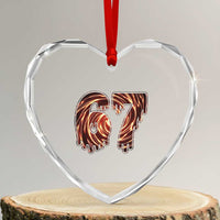 Fire Swirl Effect Printed Heart Crystal Glass Ornament Six Seven Meme