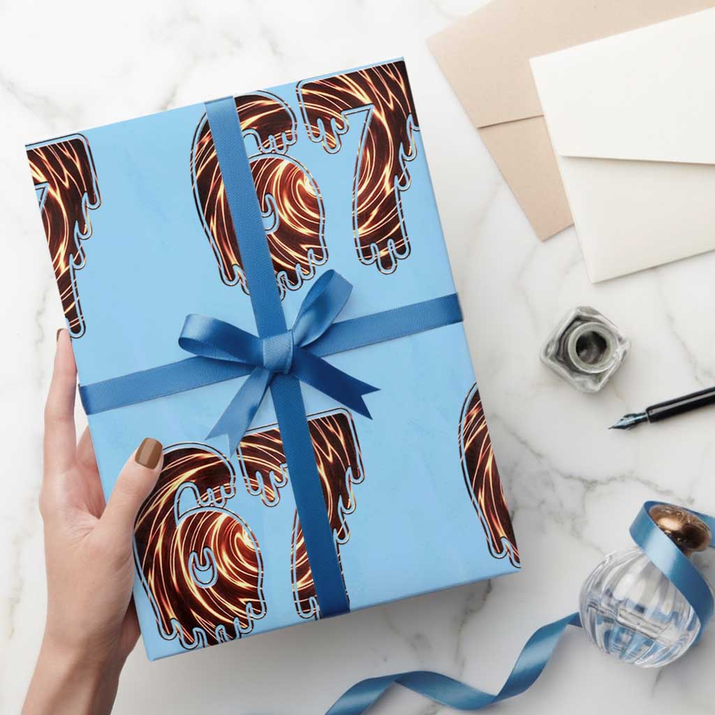 Fire Swirl Effect Printed Wrapping Paper Roll Six Seven Meme