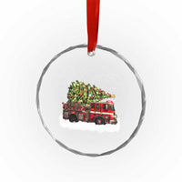Fire Truck Christmas Crystal Glass Ornament Fireman Xmas Firefighter - Wonder Print Shop