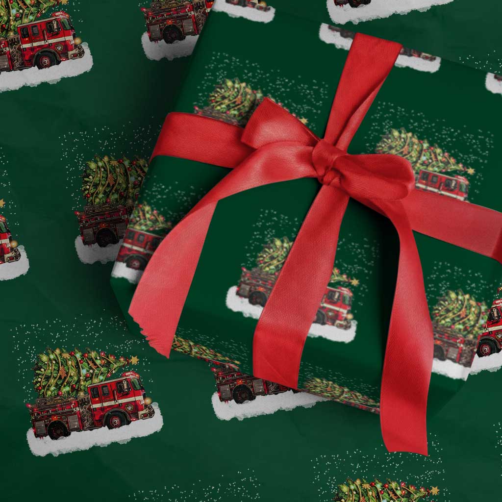 Fire Truck Xmas Wrapping Paper Roll Fireman Xmas Firefighter - Wonder Print Shop