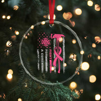 Firefighter Breast Cancer Awareness Crystal Glass Ornament Fight For A Cure American Flag TS10