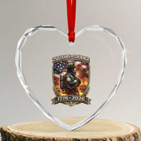 Firefighter USA 250th Anniversary Gift Heart Crystal Glass Ornament 250 Years Of Courage