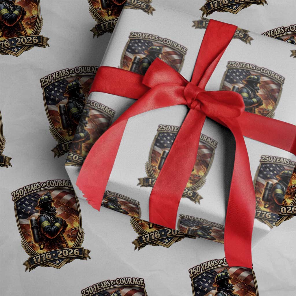 Firefighter USA 250th Anniversary Gift Wrapping Paper Roll 250 Years Of Courage