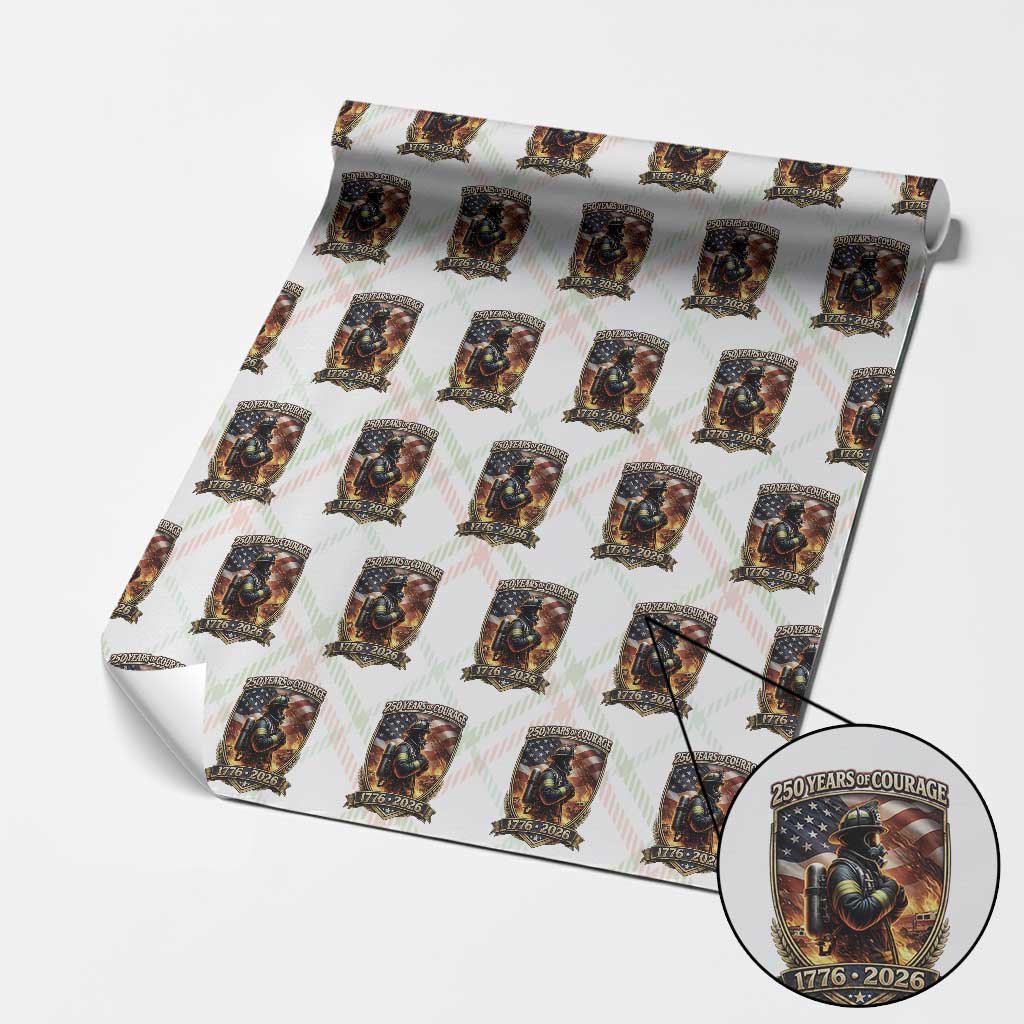 Firefighter USA 250th Anniversary Gift Wrapping Paper Roll 250 Years Of Courage