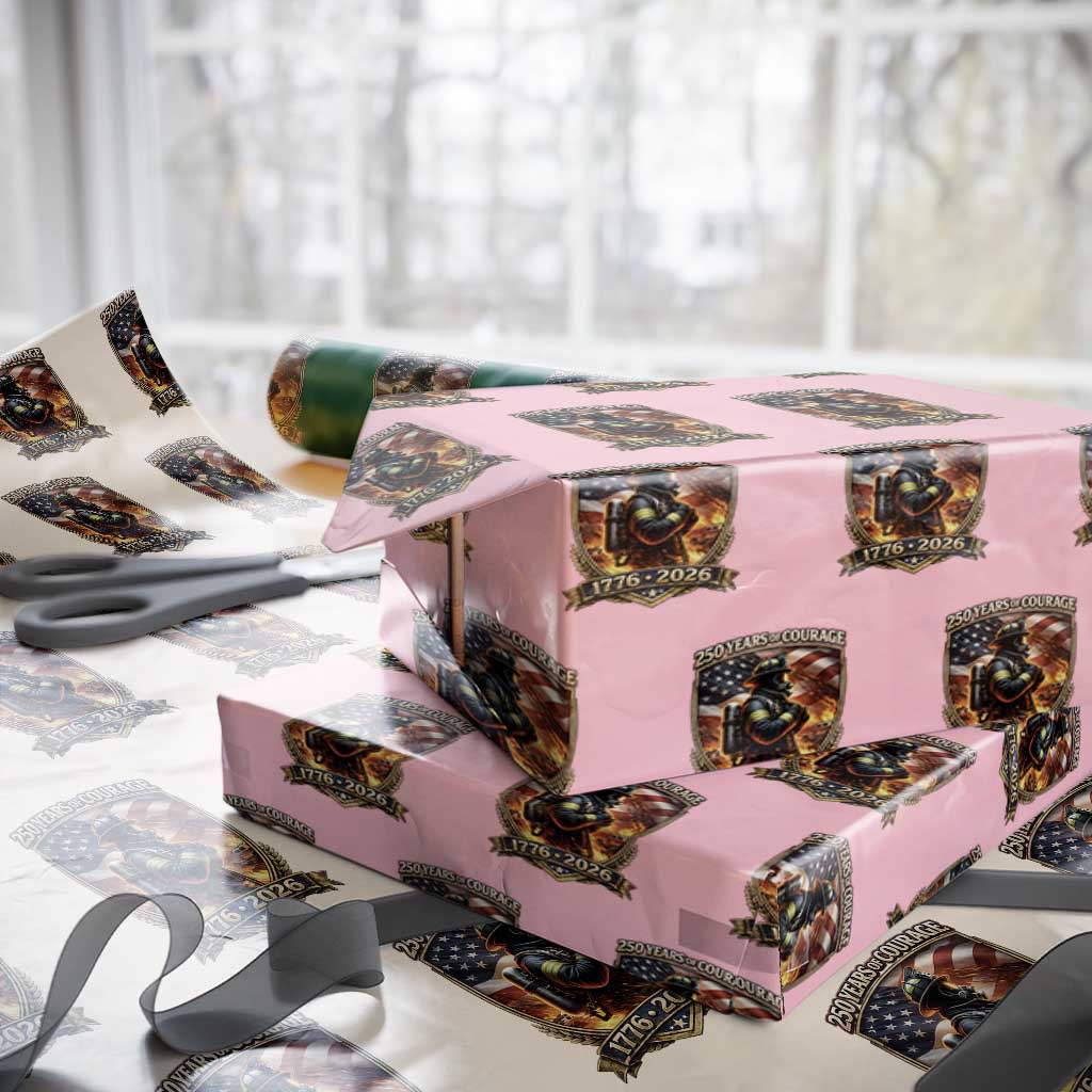 Firefighter USA 250th Anniversary Gift Wrapping Paper Roll 250 Years Of Courage