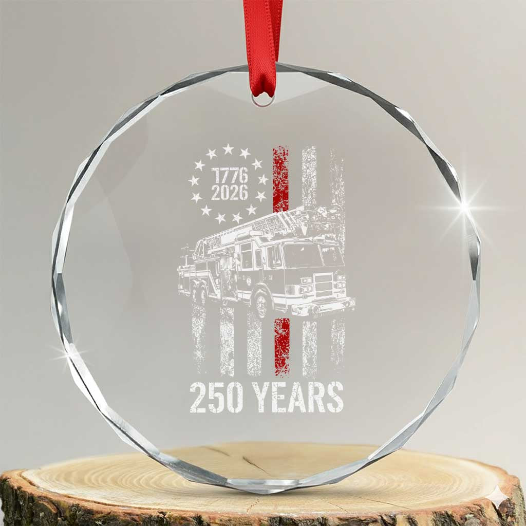 Fireman 250 Years of America Crystal Glass Ornament Fireman American Flag Thin Red Line Firefighter