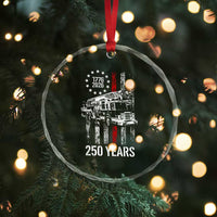 Fireman 250 Years of America Crystal Glass Ornament Fireman American Flag Thin Red Line Firefighter