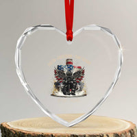 Fireman 250 Years of America Heart Crystal Glass Ornament Faith Freedom Firefighter American Flag Cross