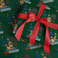 Firequacker Funny Patriotic Rubber Duck Wrapping Paper Roll Cool American Flag Sunglasses and Stars Swim Ring Summer Fireworks