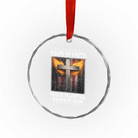 Firm In Faith Fierce In Justice Charlie Kirk Crystal Glass Ornament Christian Cross American Flag - Wonder Print Shop