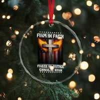 Firm In Faith Fierce In Justice Charlie Kirk Crystal Glass Ornament Christian Cross American Flag - Wonder Print Shop