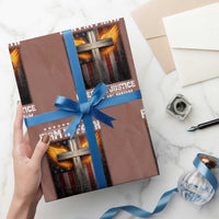 Firm In Faith Fierce In Justice Charlie Kirk Wrapping Paper Roll Christian Cross American Flag - Wonder Print Shop