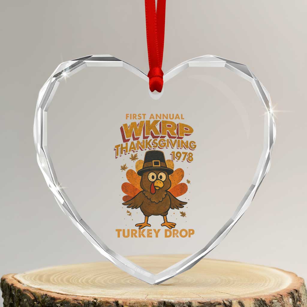 First Annual WKRP Heart Crystal Glass Ornament Funny Thanksgiving Day WKRP Turkey Drop - Wonder Print Shop