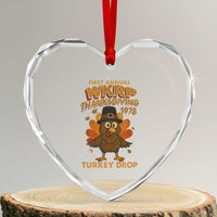 First Annual WKRP Heart Crystal Glass Ornament Funny Thanksgiving Day WKRP Turkey Drop - Wonder Print Shop