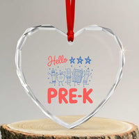 First Day of Pre-K Boys Girls Toddler Preschool Patriotic US Heart Crystal Glass Ornament