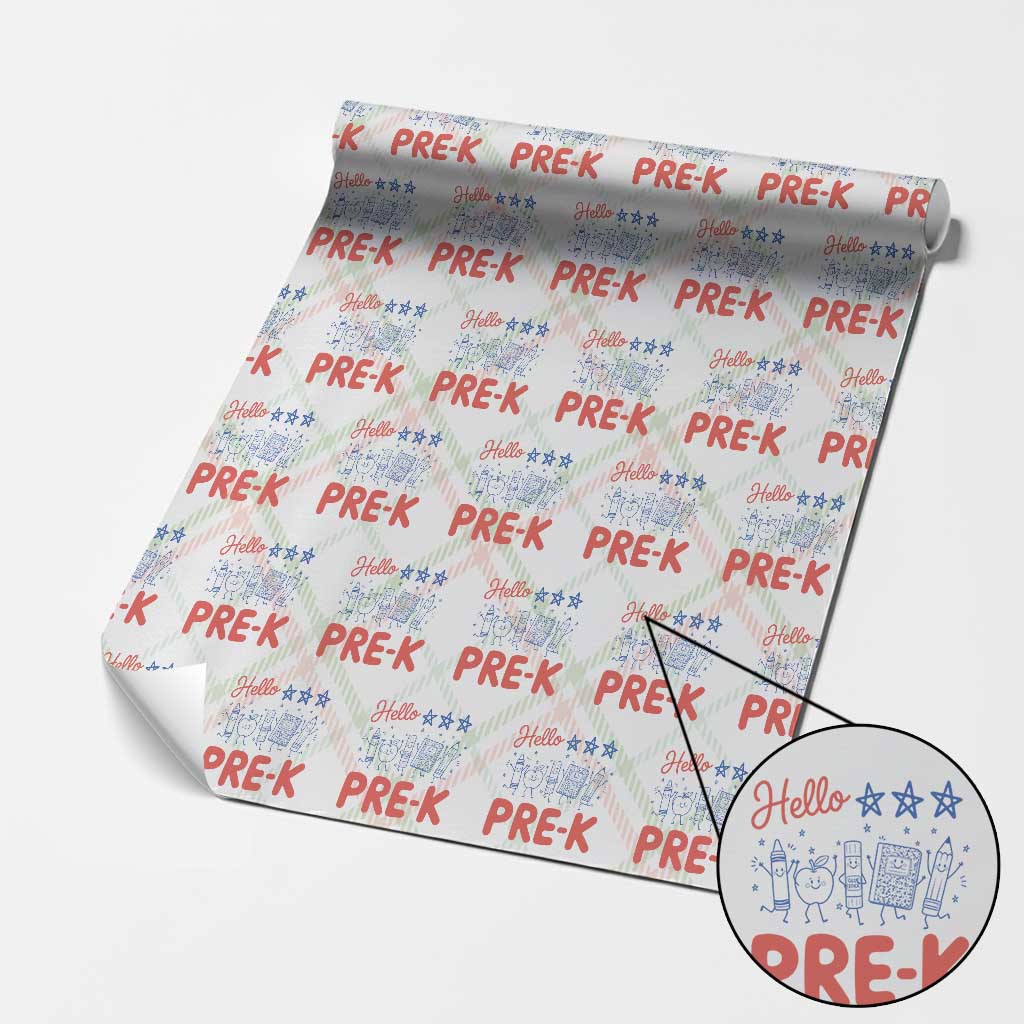 First Day of Pre-K Boys Girls Toddler Preschool Patriotic US Wrapping Paper Roll