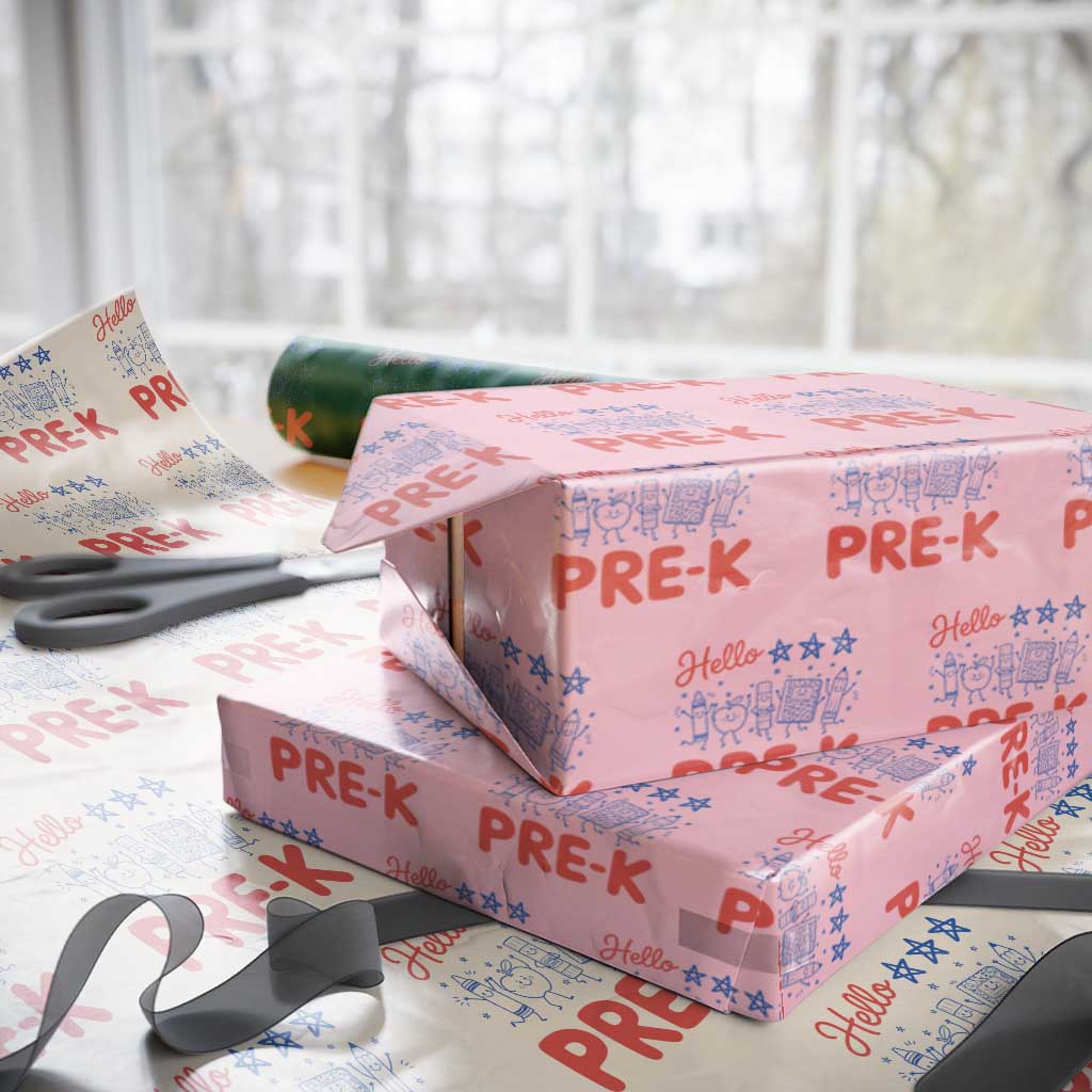 First Day of Pre-K Boys Girls Toddler Preschool Patriotic US Wrapping Paper Roll