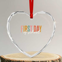 First Day of School Teacher Student Heart Crystal Glass Ornament Funny Back to School Retro