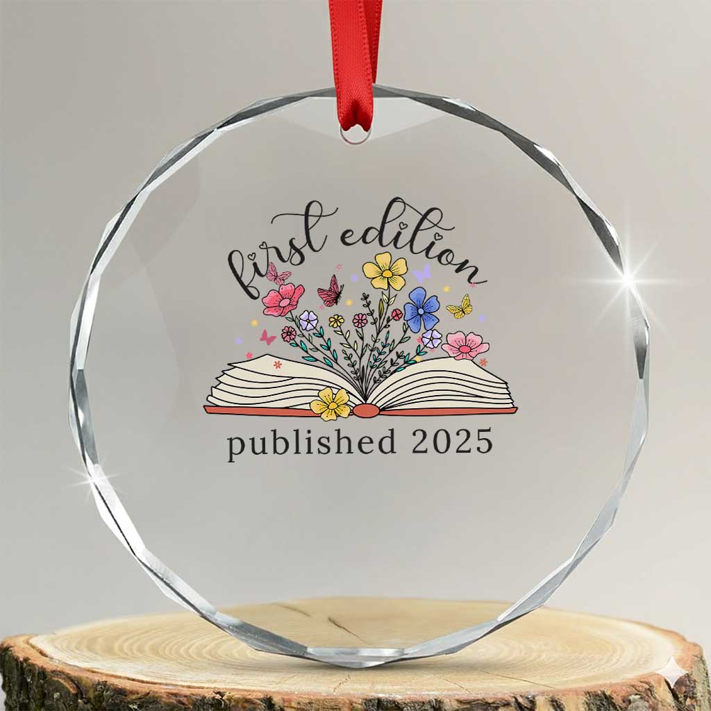 First Edition Published 2025 Crystal Glass Ornament Littlest Bookworm Funny Annoucement Baby Shower TS10