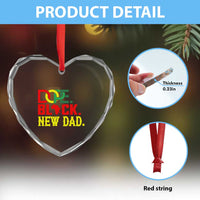 First Father's Day African American Dad Heart Crystal Glass Ornament New Dad Gift