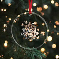 First Grade Leopard Checkered Star Coquette Crystal Glass Ornament Cute 1st Grade Girl Back to School Gift