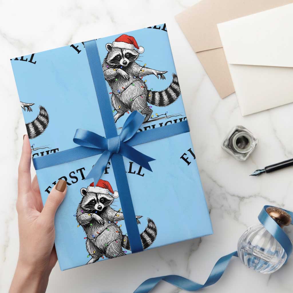 First Of All I Am A Delight Wrapping Paper Roll Funny Christmas Raccoon - Wonder Print Shop