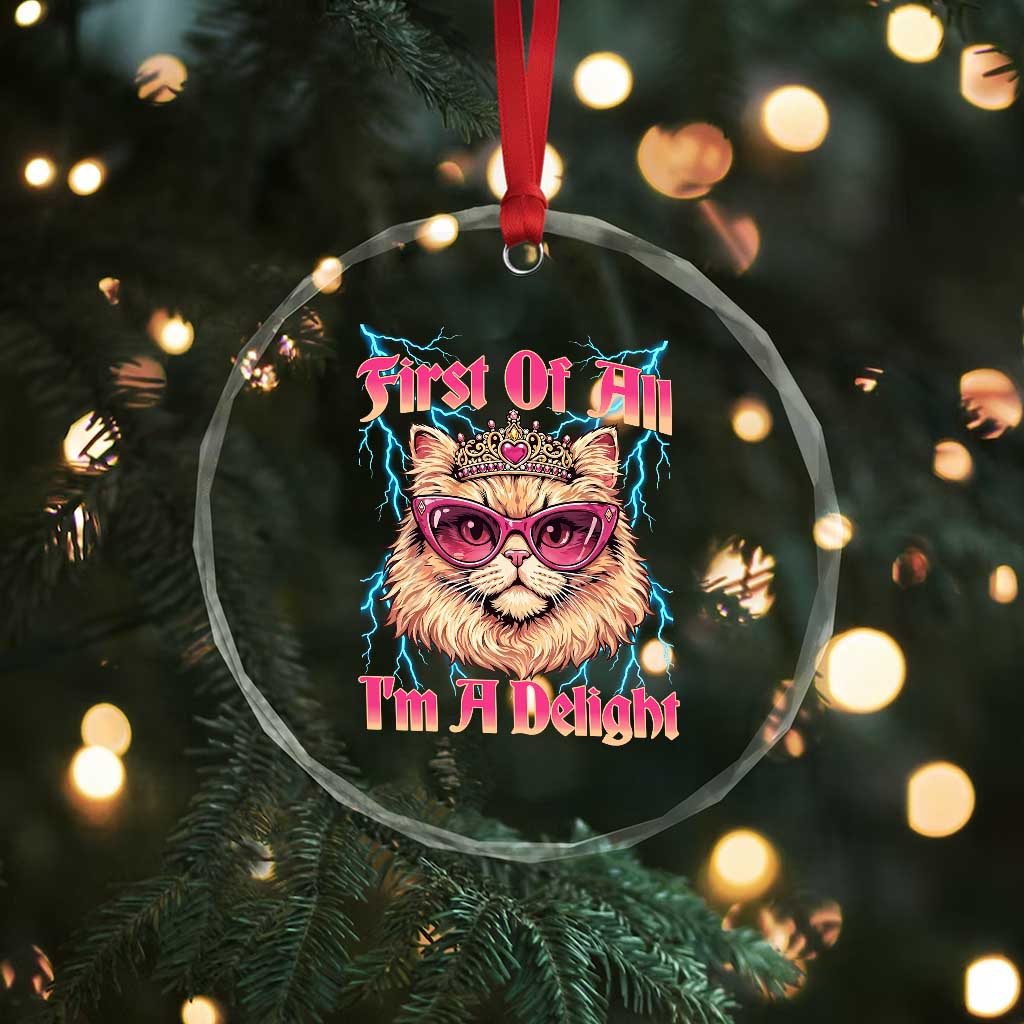 First Of All Im A Delight Crystal Glass Ornament Geek Princess Cat Gift