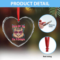 First Of All Im A Delight Heart Crystal Glass Ornament Geek Princess Cat Gift