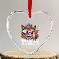 First Of All Im A Delight Princess Cat Quote Heart Crystal Glass Ornament Sci-Fi Book Lover Gift