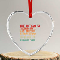 First They Came For The Immigrants Heart Crystal Glass Ornament Retro Human Rights Protest